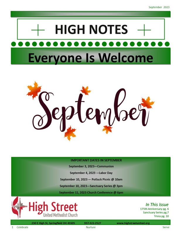 September Newsletter High Street United Methodist Church