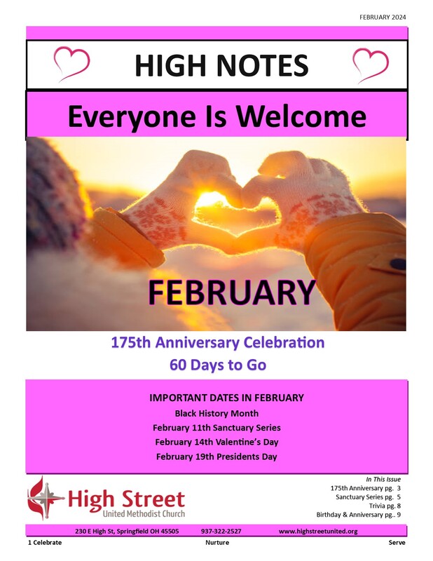 High Street United Methodist Church Monthly Newsletter